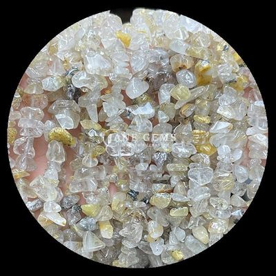 Citrine Black Rutilated Gems Bead Natural Crystal Irregular Shape Chip Gravel Stone Loose Bead Strands For Bracelets