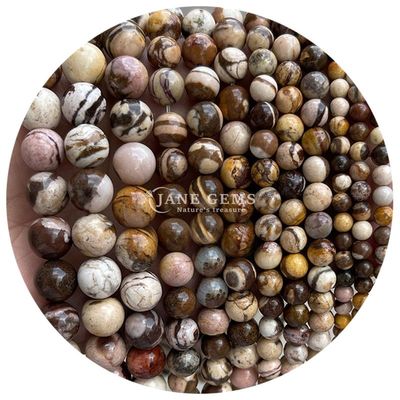 Wholesale Natural Stone Round Loose Beads 8mm Pink Zebra Jasper Loose Beads Tourmaline Round Beads Spacers For Jewelry