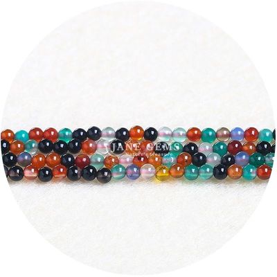 8mm Multicolor Tourmaline Gemstone Loose Beads Round Agate Spacers for Jewelry Making