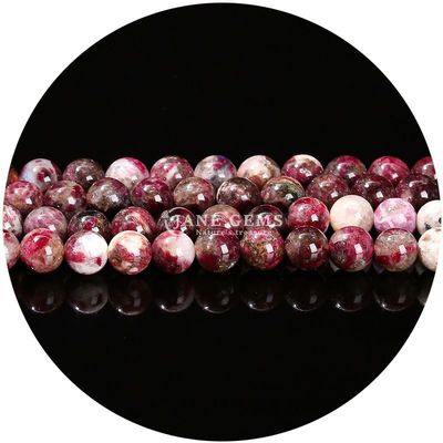 Wholesale Natural 2A Plum Blossom Tourmaline Round Loose Beads Moonstone Flourite Sunstone Beads Spacers for Jewelry