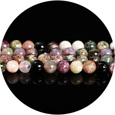 Wholesale Natural 2A Plum Blossom Tourmaline Round Loose Beads Moonstone Flourite Sunstone Beads Spacers for Jewelry