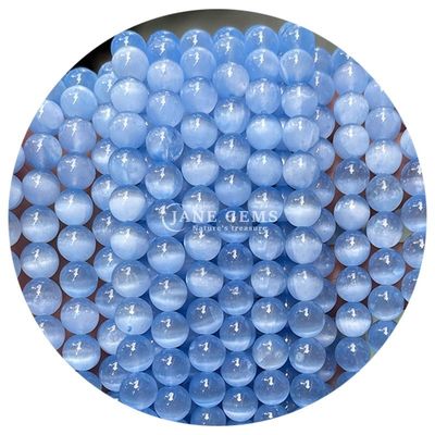Wholesale Natural Gemstone Round Loose Beads 8mm Blue Gypsum Loose Beads Round Hematite Beads Spacers for Jewelry Making