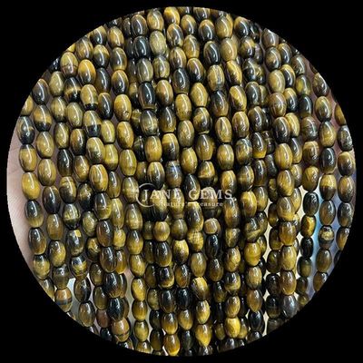 Tiger's Eye Yellow Aventurine Gem Bead Natural Crystal Rice Shape Stone Loose Bead Strands For Bracelets