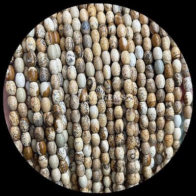 Indian Agate Green Dot Lemon Jade Gem Bead Natural Crystal Rice Shape Stone Loose Bead Strands For Bracelets