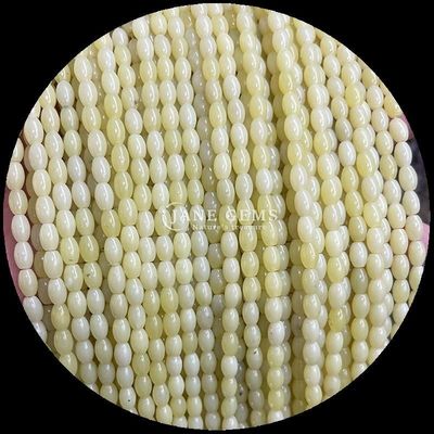 Indian Agate Green Dot Lemon Jade Gem Bead Natural Crystal Rice Shape Stone Loose Bead Strands For Bracelets