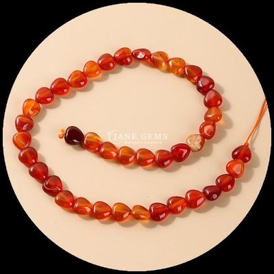 Rose Quartz Carnelian Gem Bead Natural Crystal Heart Shape Stone Loose Bead Strands For Bracelets