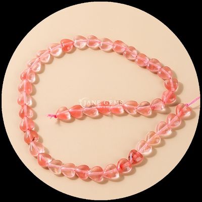 Rose Quartz Carnelian Gem Bead Natural Crystal Heart Shape Stone Loose Bead Strands For Bracelets