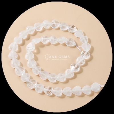 White Jade Gold Sandstone Gem Bead Natural Crystal Heart Shape Stone Loose Bead Strands For Bracelets