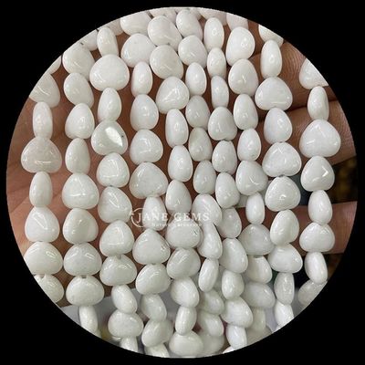 White Jade Gold Sandstone Gem Bead Natural Crystal Heart Shape Stone Loose Bead Strands For Bracelets