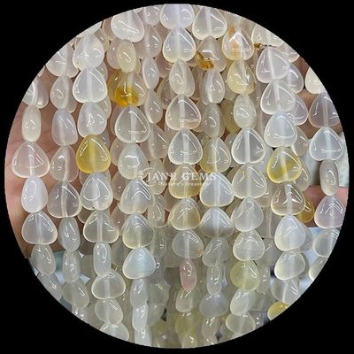 White Jade Gold Sandstone Gem Bead Natural Crystal Heart Shape Stone Loose Bead Strands For Bracelets