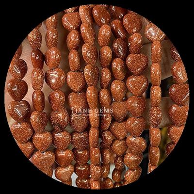 White Jade Gold Sandstone Gem Bead Natural Crystal Heart Shape Stone Loose Bead Strands For Bracelets