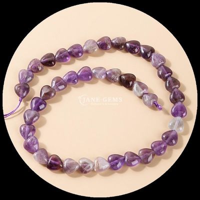 Aquamarine Amethyst Gem Bead Natural Crystal Heart Shape Stone Loose Bead Strands For Bracelets