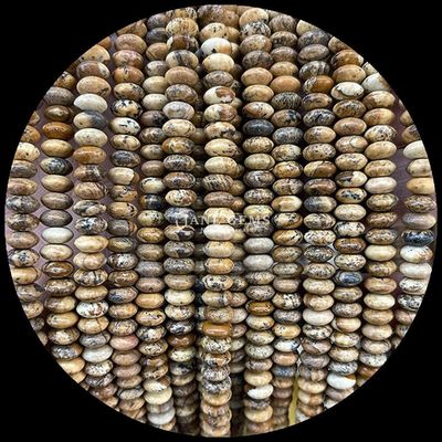 Sodalite Picture Stone Gem Bead Natural Crystal UFO Shape Stone Loose Bead Strands For Bracelets