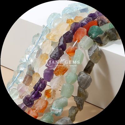 Fluorite Amazonite Gem Bead Natural Crystal Raw Rough Stone Loose Bead Strands For Bracelets