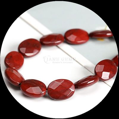Stylish Indian Agate Red Jasper Stone Loose Bead Strands Faceted Oval Shape Gemstone Bead
