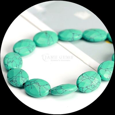 Faceted Oval Shape Gem Bead Natural Crystal Opalite Blue Dot Stone Loose Bead Strands For Bracelets
