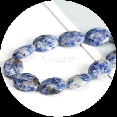 Faceted Oval Shape Gem Bead Natural Crystal Opalite Blue Dot Stone Loose Bead Strands For Bracelets