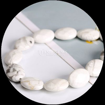 Faceted Oval Shape Gem Bead Natural Crystal Howlite Snowflake Obsidian Stone Loose Bead Strands For Bracelets