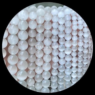 Round Shape Gem Bead Colorful Blue Green Orange Color Cat Eye Loose Bead Strands For Bracelets