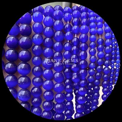Round Shape Gem Bead Colorful Blue Green Orange Color Cat Eye Loose Bead Strands For Bracelets