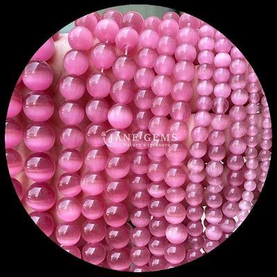 Colorful Pink Yellow Lake Blue Color Bead Customizable Round Shape Cat Eye Beads For DIY Gifts