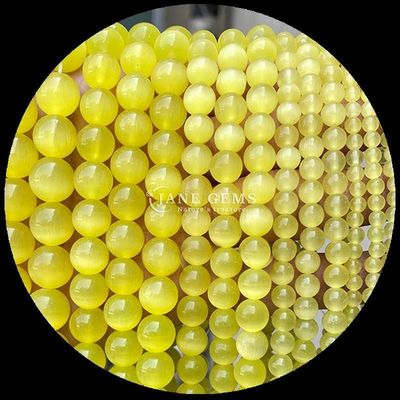 Colorful Pink Yellow Lake Blue Color Bead Customizable Round Shape Cat Eye Beads For DIY Gifts
