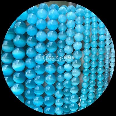 Colorful Pink Yellow Lake Blue Color Bead Customizable Round Shape Cat Eye Beads For DIY Gifts