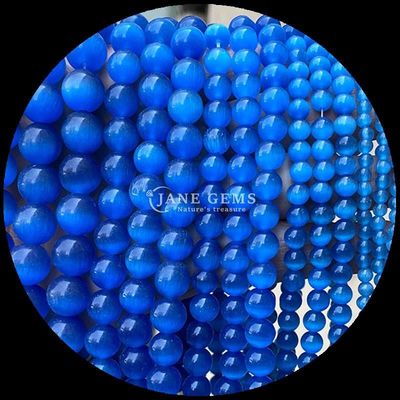 Colorful Pink Yellow Lake Blue Color Bead Customizable Round Shape Cat Eye Beads For DIY Gifts