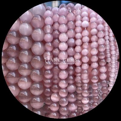 Gold Olive Blue Color Gems Bead Round Shape Cat Eye Loose Bead Strands for Handmade Jewelry