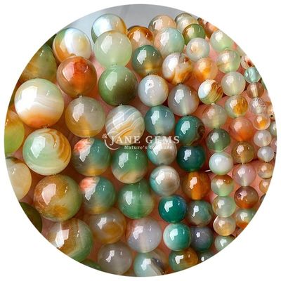 Natural Agates Stone Beads Smooth Round Loose Spacer Beads For Jewelry Making DIY Bracelets