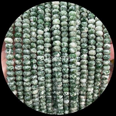 Indian Agate Green Dot Natural Gemstone Bead Strands Natural Gemstone Faceted Abacus Beads for Custom Gifts