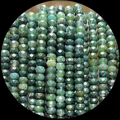 Indian Agate Green Dot Natural Gemstone Bead Strands Natural Gemstone Faceted Abacus Beads for Custom Gifts