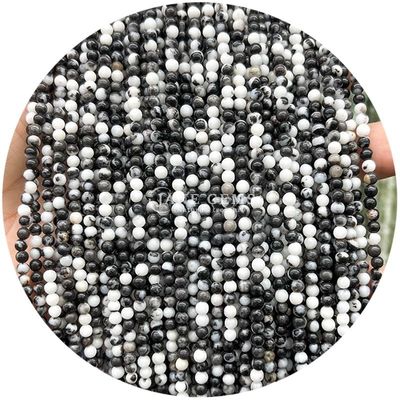 Healing Energy Semi-Precious Stone Smooth Round Loose Beads Zebra Jasper Natural Beads Strands For DIY