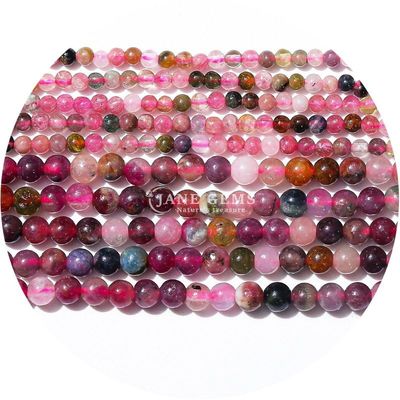 Semi-Precious Stone Citrine Tourmaline Healing Loose Round Bead Strands For Birthday Gift Making