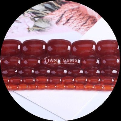 Gems Bead Carnelian Green Agate Natural Crystal Gemstone Barrel Shape Loose Bead Strands for Jewelry Making