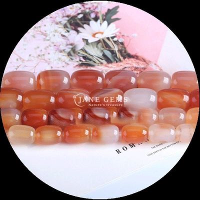 Gems Bead Carnelian Green Agate Natural Crystal Gemstone Barrel Shape Loose Bead Strands for Jewelry Making