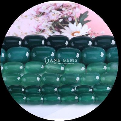 Gems Bead Carnelian Green Agate Natural Crystal Gemstone Barrel Shape Loose Bead Strands for Jewelry Making