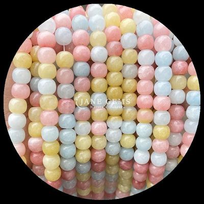 Gems Bead Rose Quartz Ice Green Jade Natural Crystal Gemstone Apple Shape Loose Bead Strands for Jewelry Making