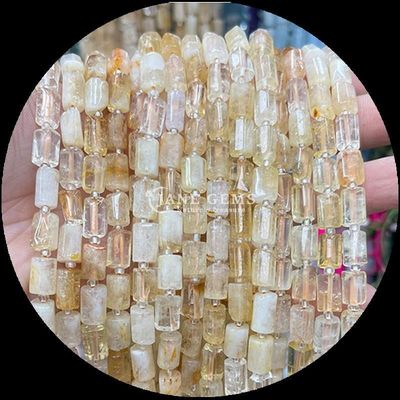 Gems Bead Natural Crystal Strawberry Quartz Gemstone Faceted Cylinder Shape Loose Bead Strands for Jewelry Making
