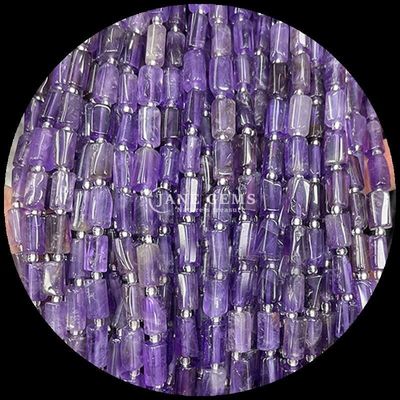 Gems Bead Natural Crystal Strawberry Quartz Gemstone Faceted Cylinder Shape Loose Bead Strands for Jewelry Making
