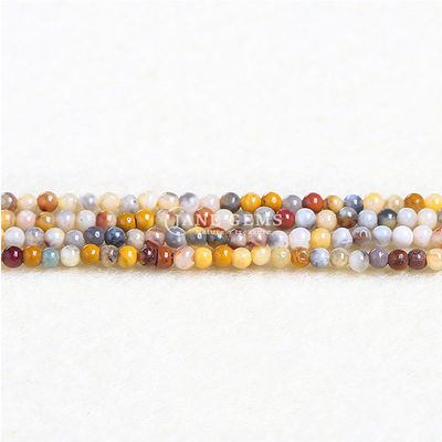 Natural Crystal Tiger Eye Round Bead Crazy Lace Agate Gemstone Loose Strand  Energy Healing Beads For Jewelry Making