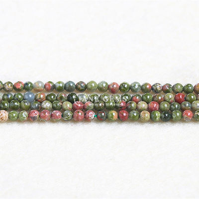 Crystal Round Shape Loose Beads Strand Clear Quartz Unakite For DIY Crafts Making
