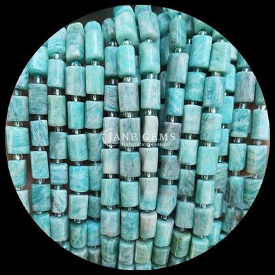 Gems Bead Natural Crystal Aquamarine Prehnite Gemstone Faceted Cylinder Shape Loose Bead Strands for Jewelry Making