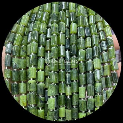 Gems Bead Natural Crystal Aquamarine Prehnite Gemstone Faceted Cylinder Shape Loose Bead Strands for Jewelry Making