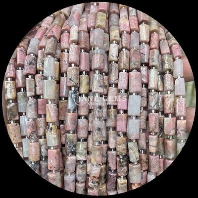 Gems Bead Natural Crystal Apatite Rhodonite Gemstone Faceted Cylinder Shape Loose Bead Strands for Jewelry Making