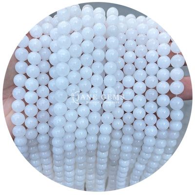 Polished Smooth Hetian White Jade Chalcedony Light Peach Chalcedony Loose Beads For DIY Jewelry Making