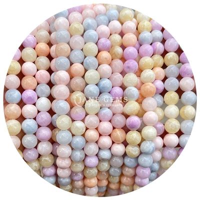 Polished Smooth Hetian White Jade Chalcedony Light Peach Chalcedony Loose Beads For DIY Jewelry Making