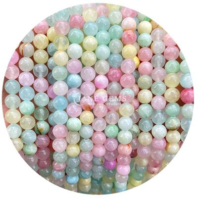 Mixed Round Jades Chalcedony Stone Beads Healing Crystal Natural Stone Loose Beads DIY Jewelry Making