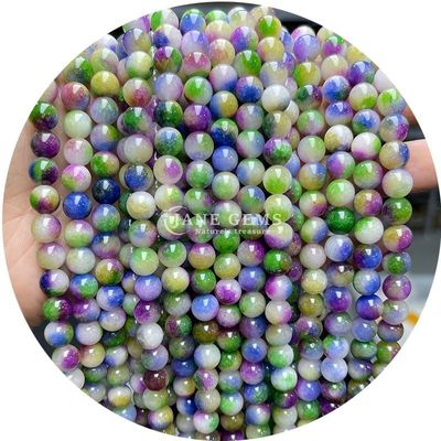 Round Jades Color Chalcedony Stone Beads Healing Crystal Natural Stone Loose Beads For DIY Jewelry Making