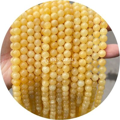 Loose Natural Crystal Jade Beads Lemon Jade Round Loose Beads For Birthday Gift Making